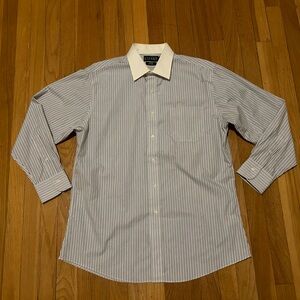 Lauren Ralph Lauren White Collar Shirt - Slim Fit, Non Iron (Large)